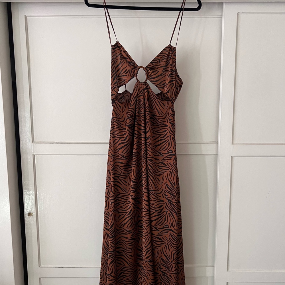 Zara brown and black zebra print dress